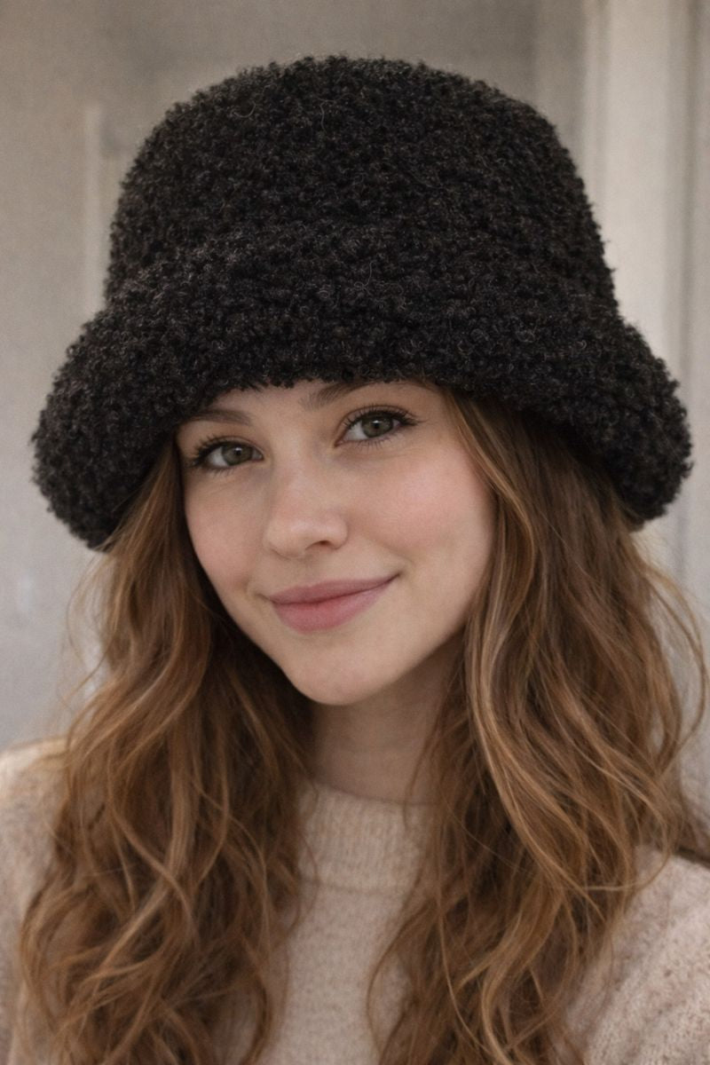 AuroraWear Black Woven Fur Hat - Luxuriously Warm Winter Style With Plush Insulated Comfort