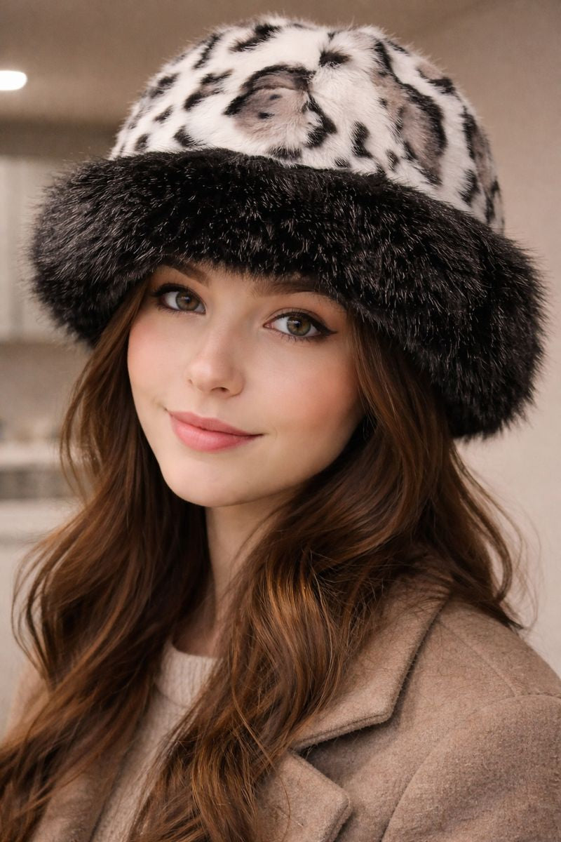 Leopard Lane Black And White Leopard Print Hat - Timeless Monochrome Style For Everyday Wear