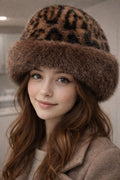 WildTrend Brown Leopard Print Hat - Effortless Chic Accessory for Brighter Style